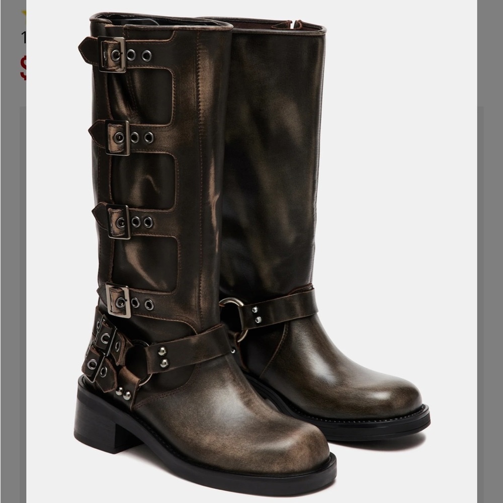 Brand New In Box Steve Madden Distressed High Moto Boot